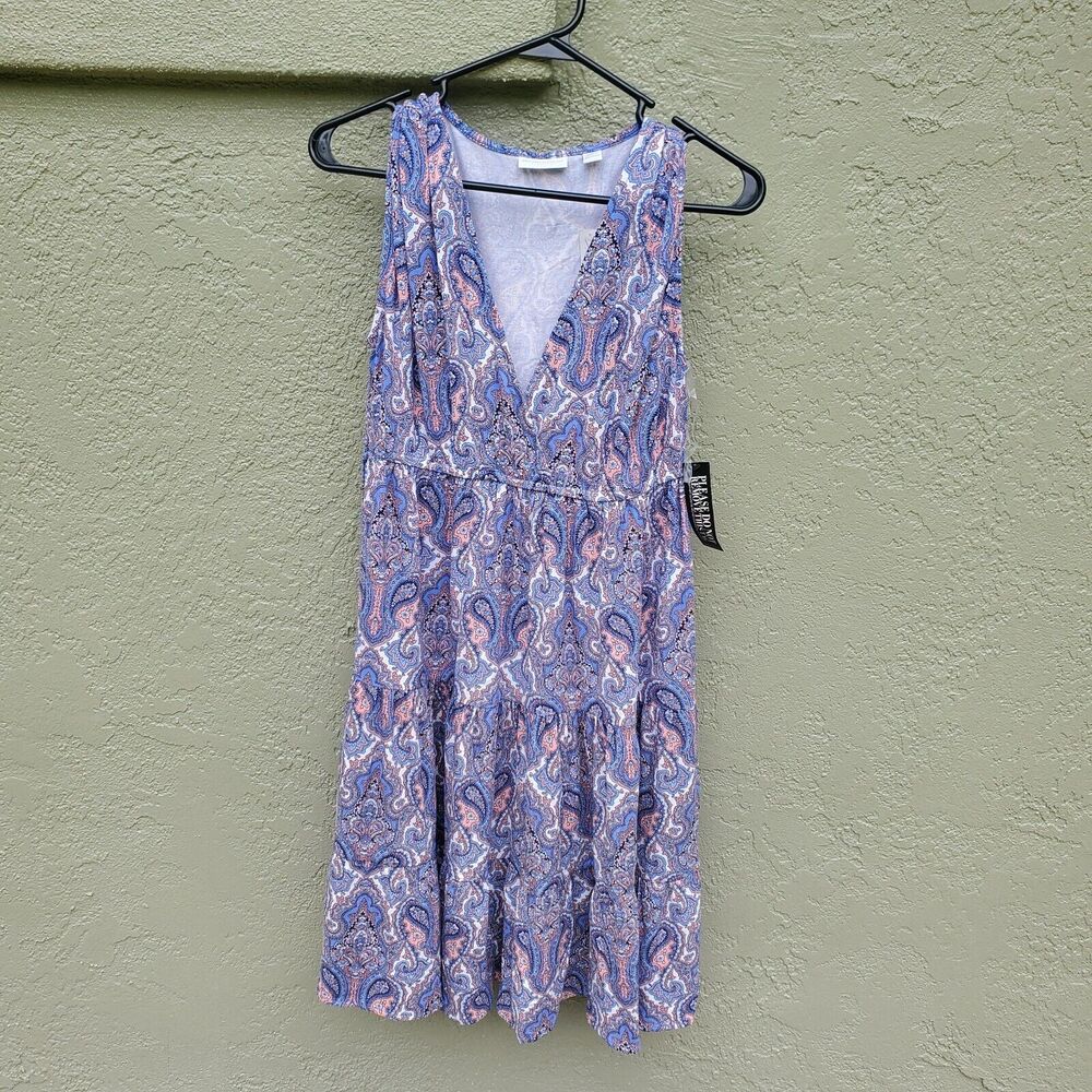 NY&C Sleeveless V Neck Dress Size M Medium 37" Length Light Blue